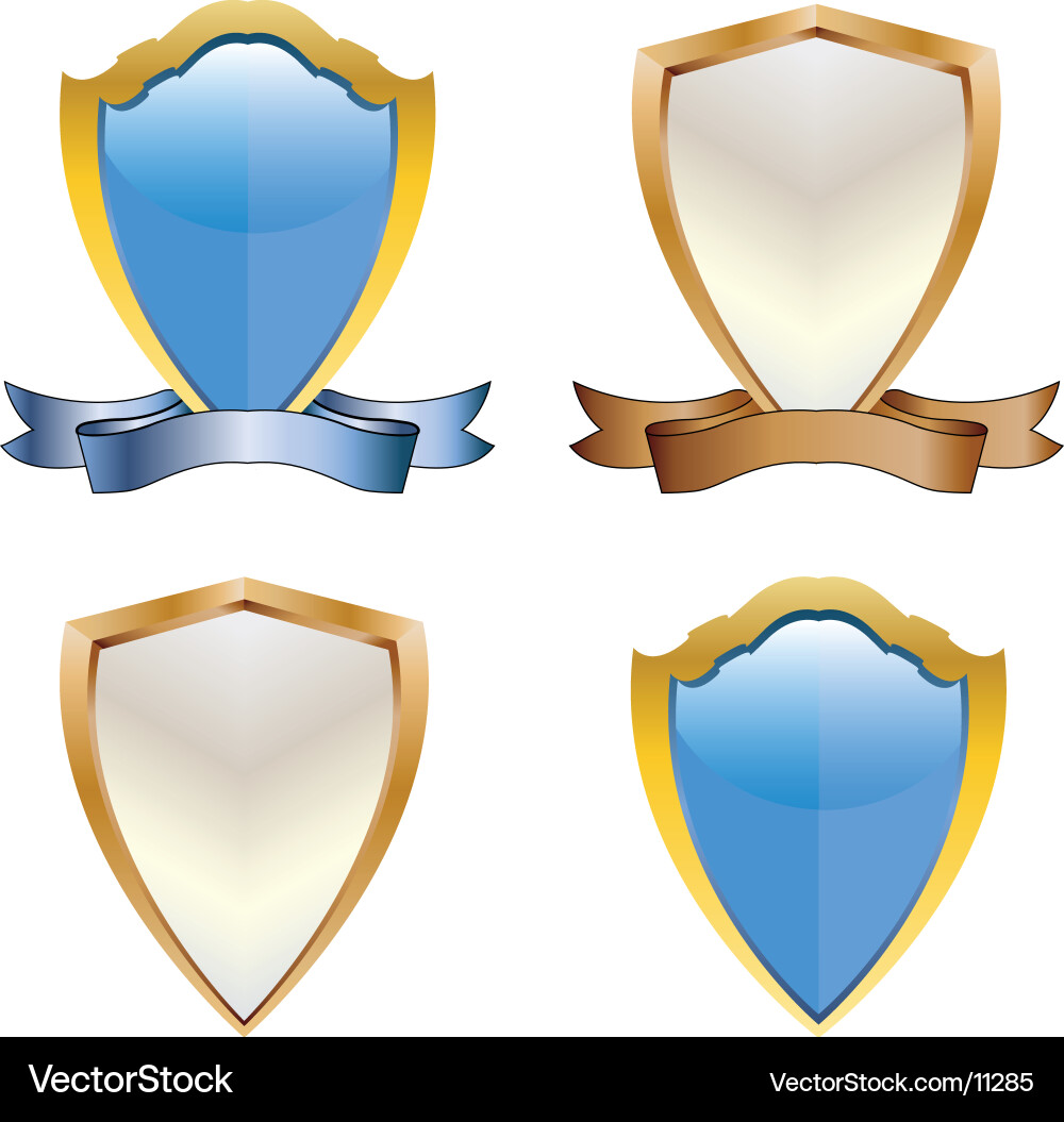 Glossy 3D Shields with Scrolls Vector Image