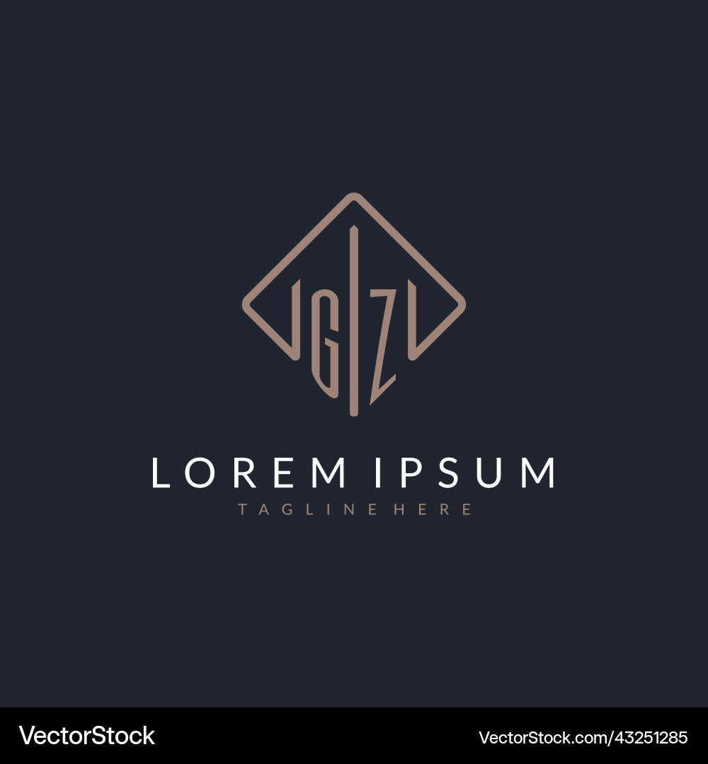 Gz initial logo with curved rectangle style design Vector Image