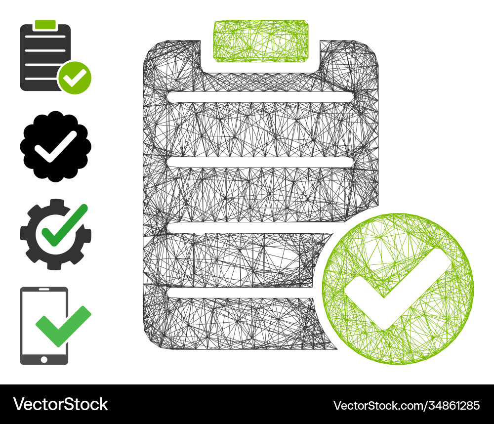 Hatched approve list mesh Hatched approve list mesh vector image