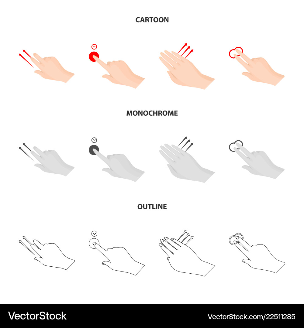 Isolated object of touchscreen and hand sign set Isolated object of touchscreen and hand sign set Vector Image