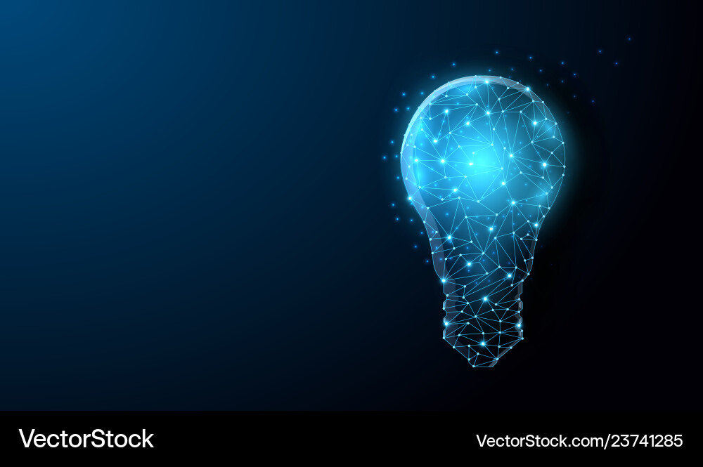 Low Poly Lightbulb - Futuristic Tech vector image