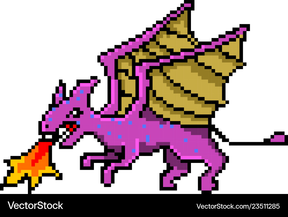 Pixel Dragon Art 8-Bit Game Asset vector image