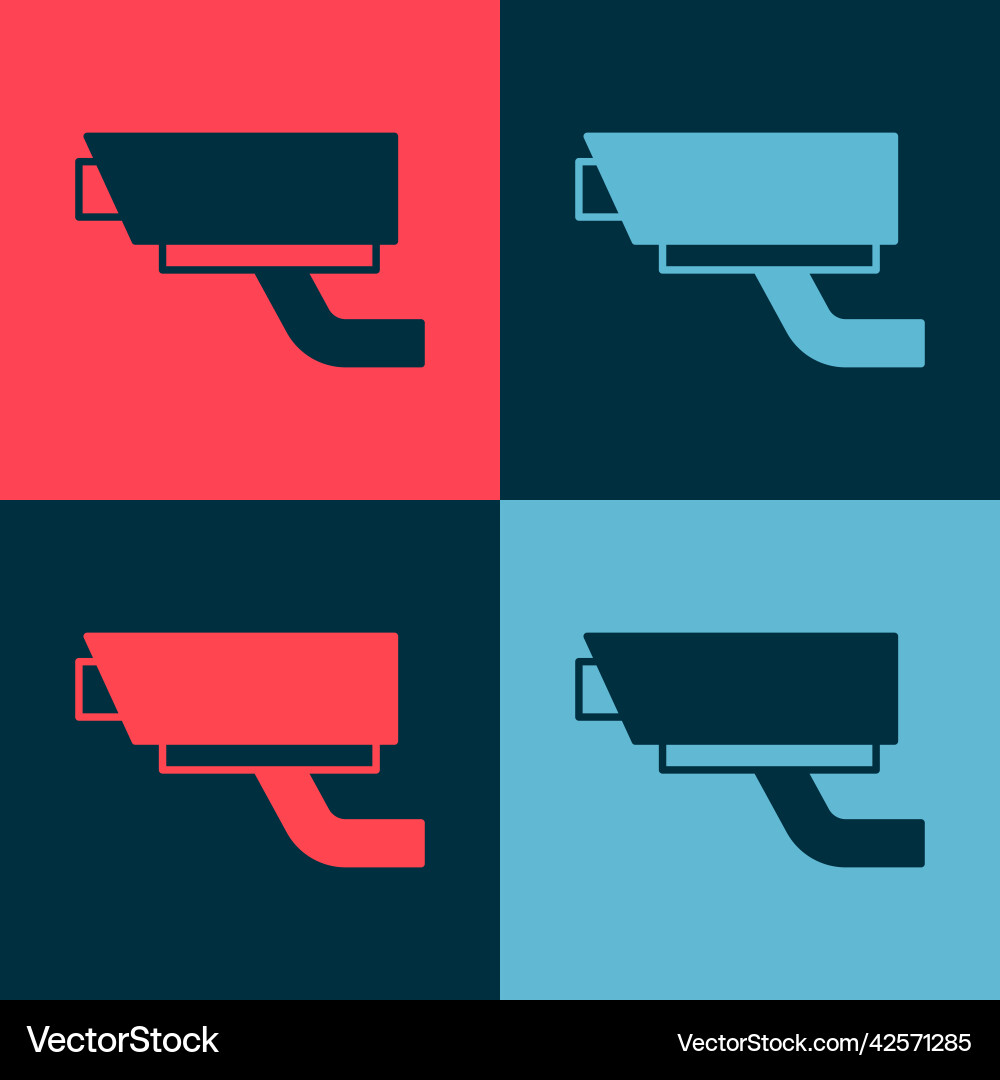 Pop art security camera icon isolated on color Pop art security camera icon isolated on color vector image