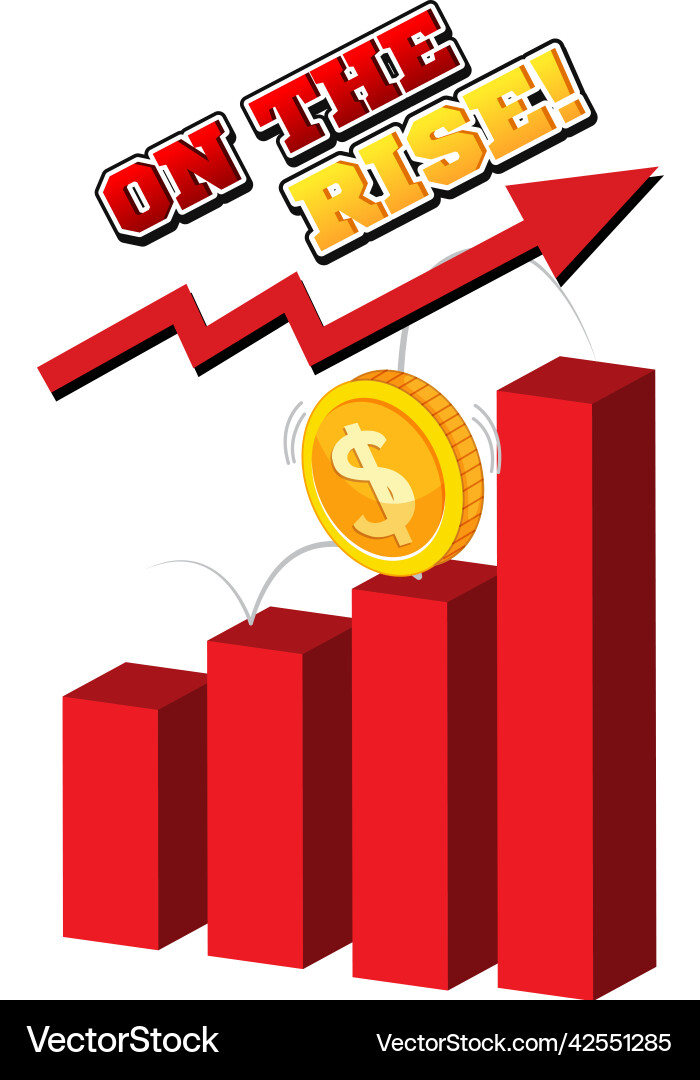 Red bar chart with arrow going up Red bar chart with arrow going up vector image