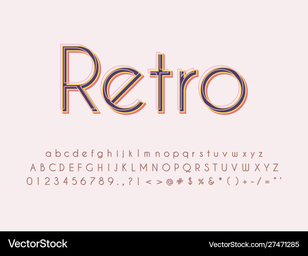 Retro font and alphabet stock Retro font and alphabet stock vector image