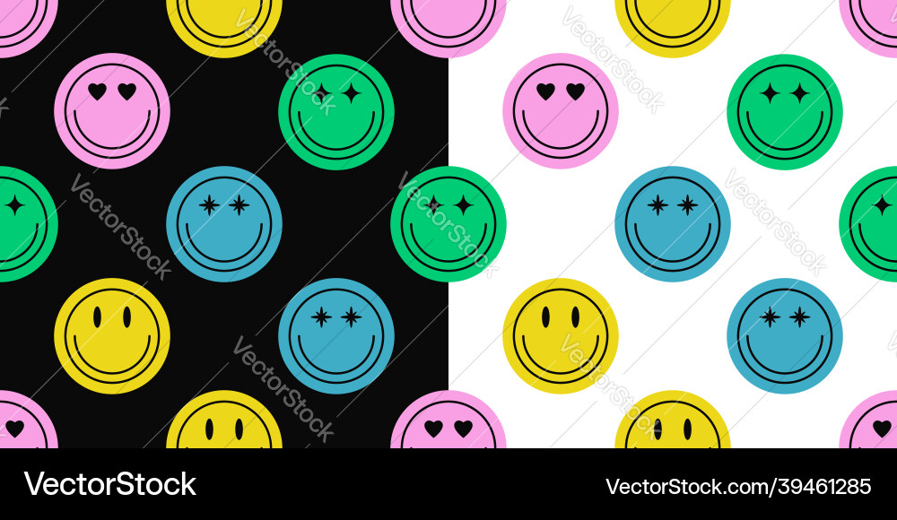 Retro Smile Face Pattern vector image