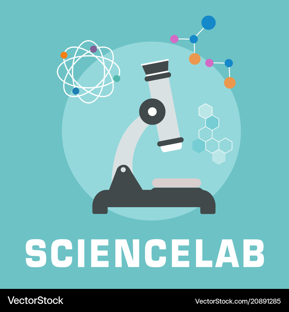Science lab microscope circle frame background vec Vector Image