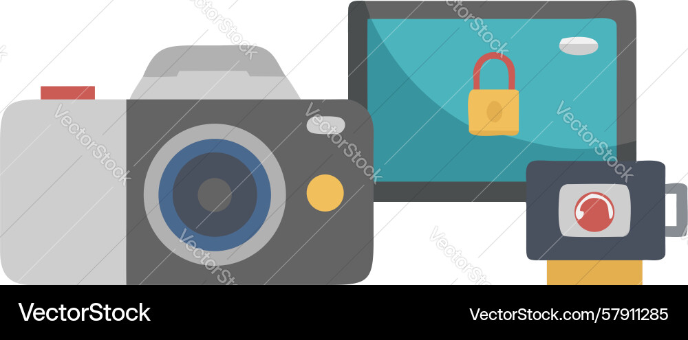 Secure photography device synchronization icon vector image
