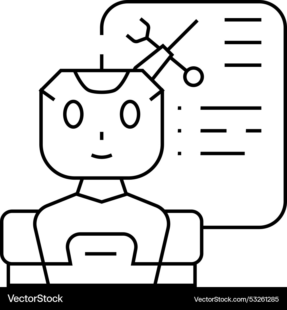 Service chat bot line icon Vector Image