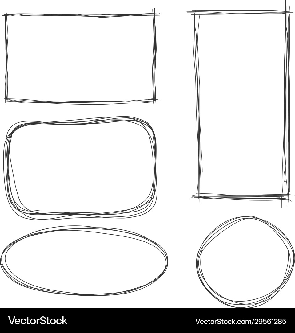 Set dirty sketch abstract doodle frames Set dirty sketch abstract doodle frames Vector Image