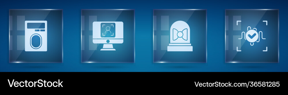 Set fingerprint with lock face recognition Set fingerprint with lock face recognition vector image