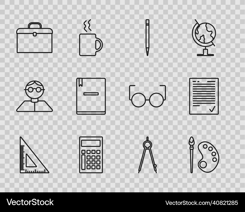 Set line triangular ruler paint brush Set line triangular ruler paint brush vector image
