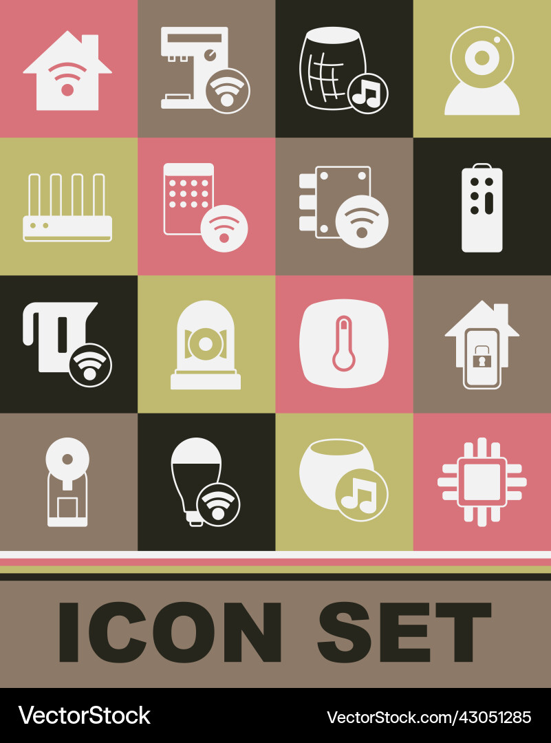 Set processor with cpu mobile smart home remote Set processor with cpu mobile smart home remote vector image