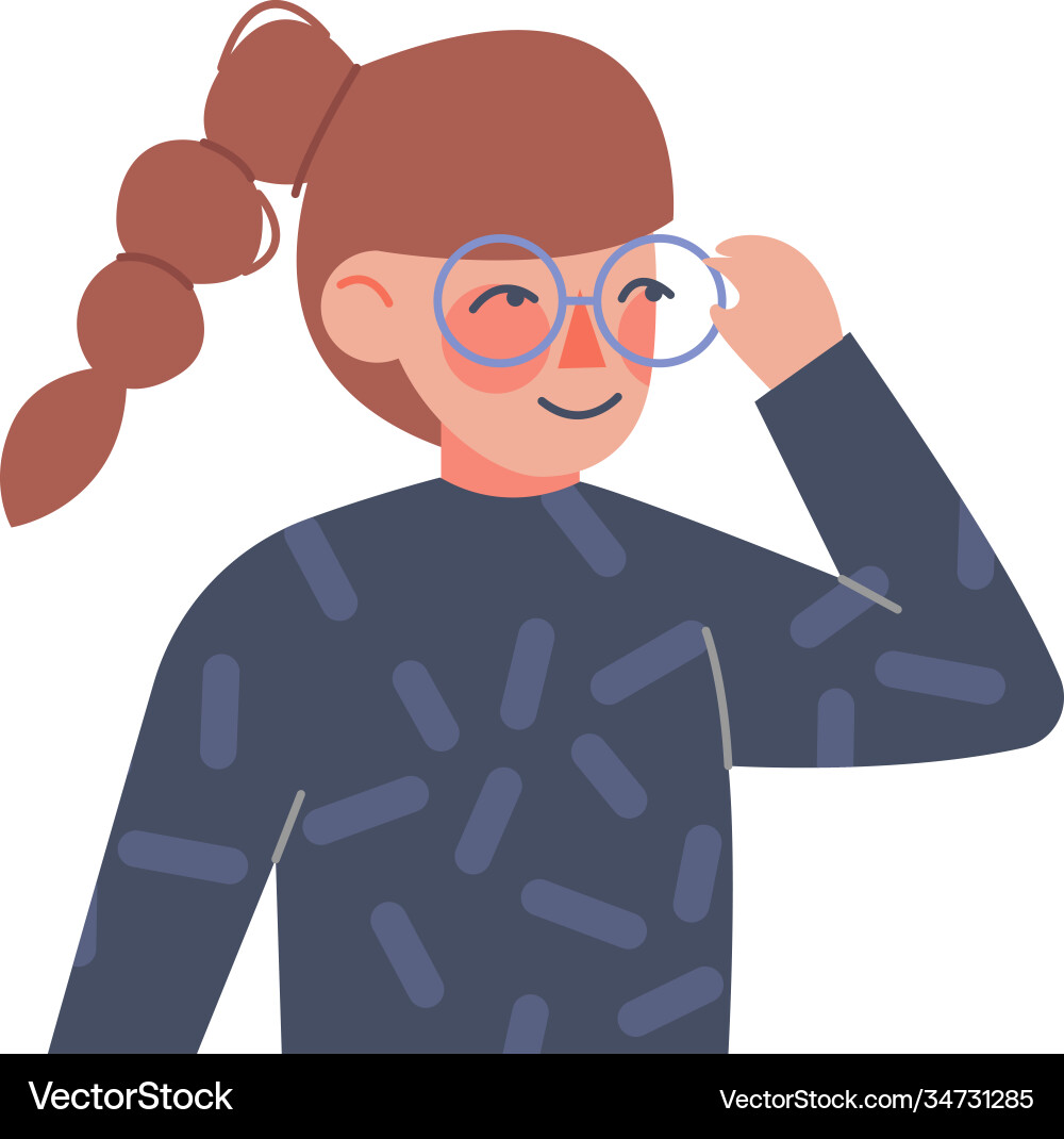 Smart Student Mädchen Charakter tragen Brille Smart Student Mädchen Charakter tragen Brille vektorbild