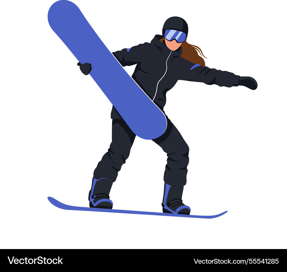 Snowboarder performing dynamic tricks in flat art Vector Image