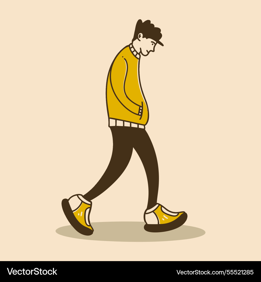 Walking man character in retro and simple style Vector Image