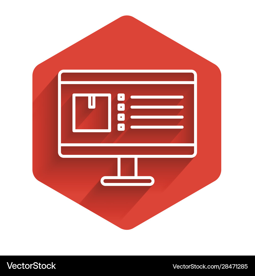 White line computer monitor with app delivery White line computer monitor with app delivery vector image