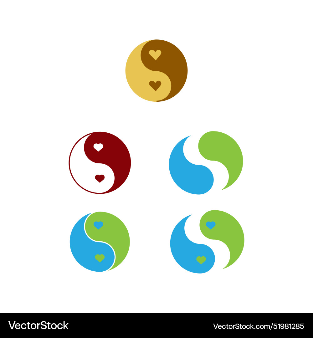 Ying yang icon set in flat style with background Vector Image