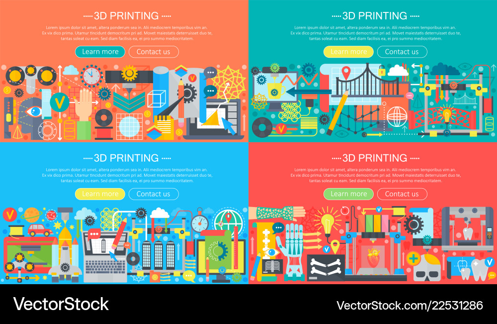 3D Printing & Modeling Concepts Vector Image