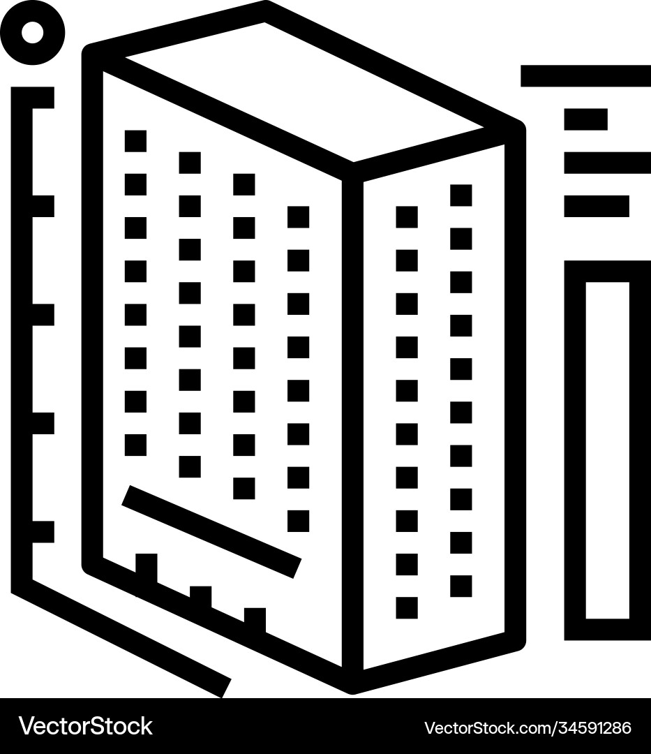 Building construction sizes modeling line icon Building construction sizes modeling line icon vector image