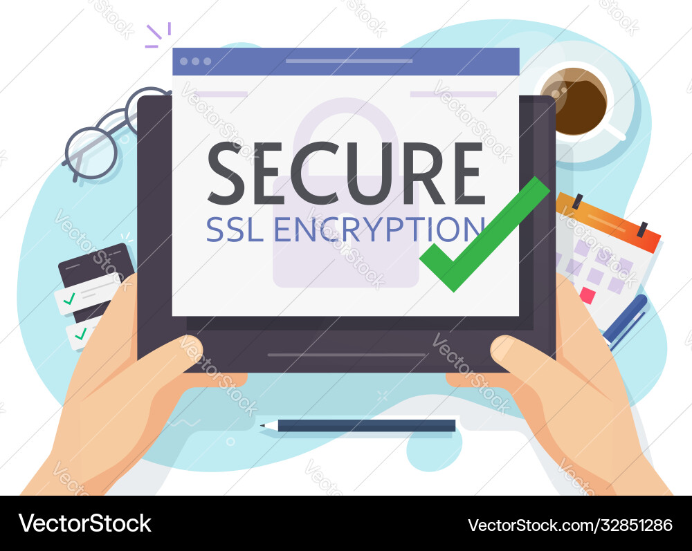 Digitale Tablet-Computer und ssl sicher verschlüsselt Digitale Tablet-Computer und ssl sicher verschlüsselt vektorbild
