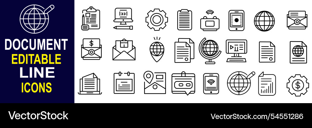 Document icon collection in line style including Document icon collection in line style including Vector Image