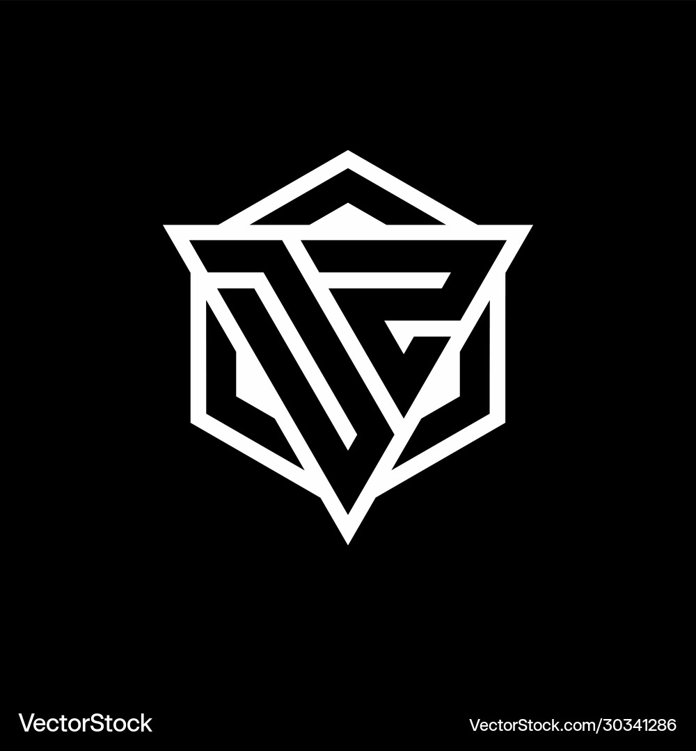 Dz logo monogram with triangle and hexagon shape Dz logo monogram with triangle and hexagon shape Vector Image