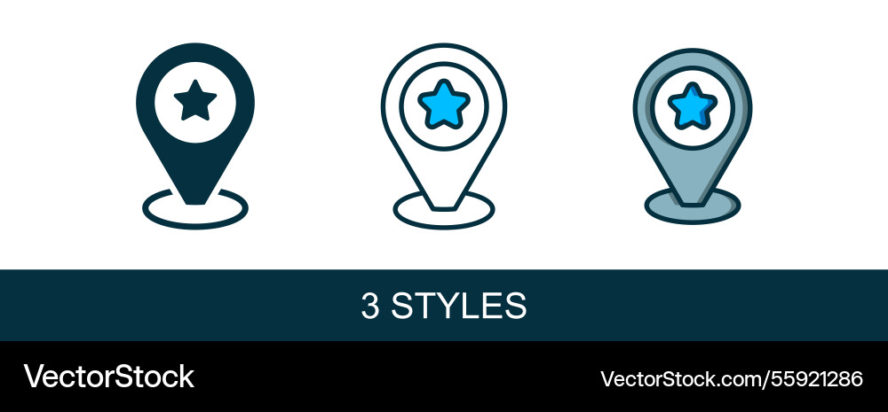 Filled outline map pointer with star icon Filled outline map pointer with star icon vector image