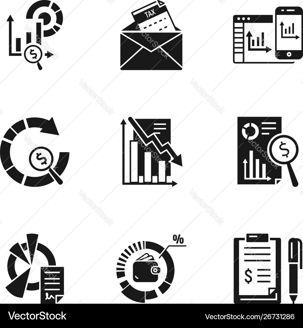 Finance graph icon set simple style Finance graph icon set simple style Vector Image
