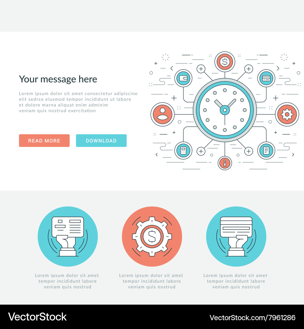 Flat line business concept web site header vector image