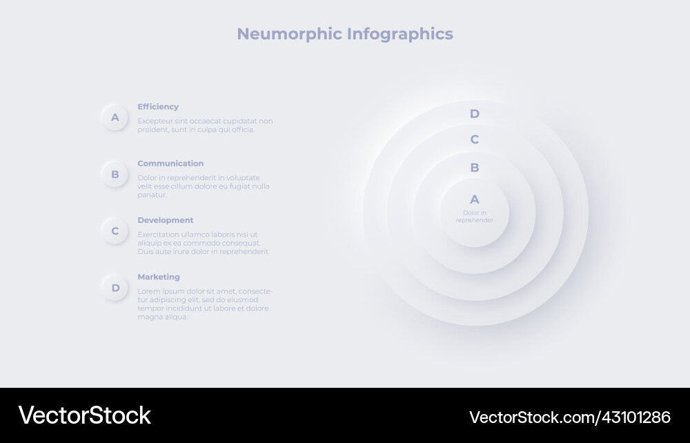 Four circle elements with letters concept vector image