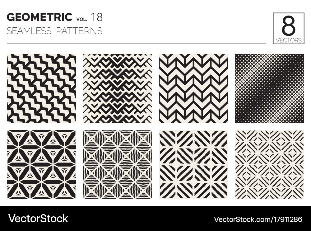Geometric Black & White Patterns Vector Image
