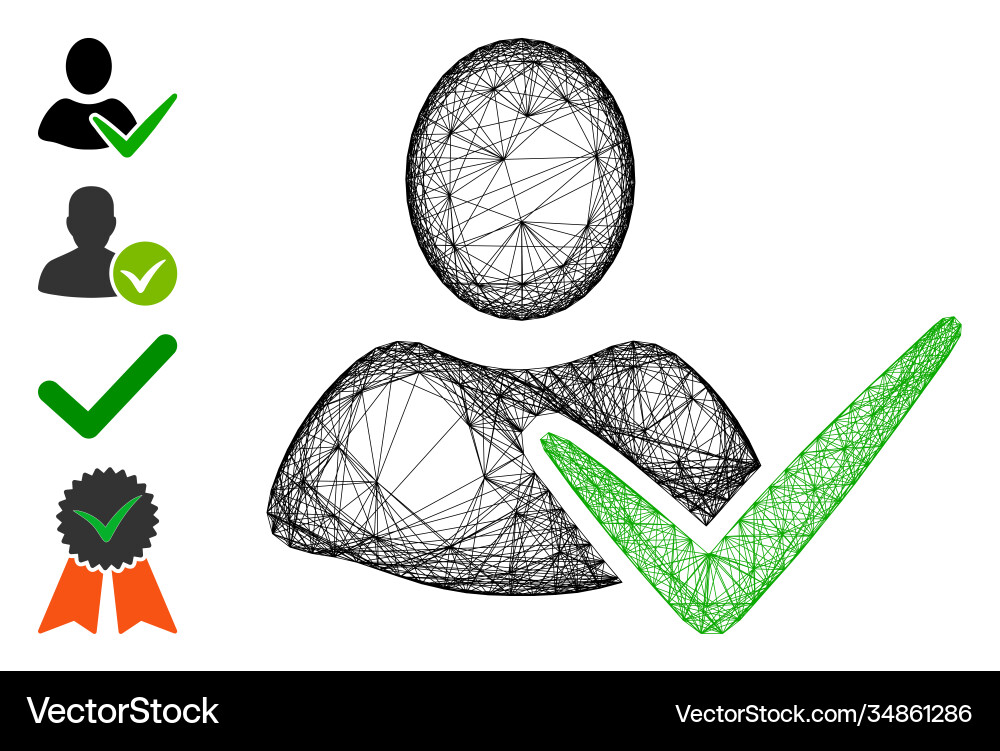 Hatched approve user mesh Hatched approve user mesh vector image