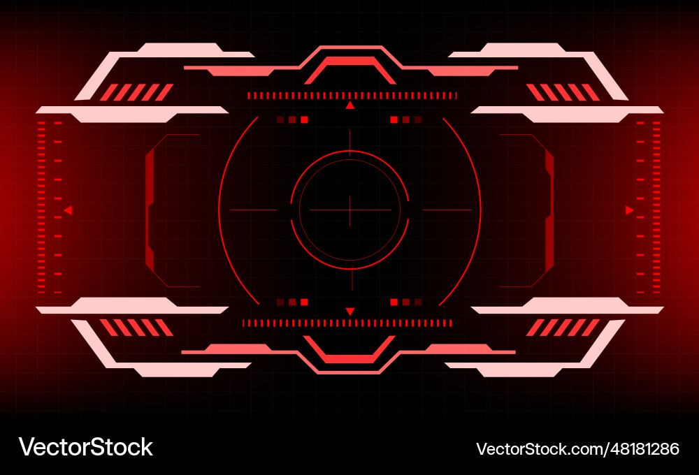 Hud sci-fi interface screen view red design Hud sci-fi interface screen view red design Vector Image