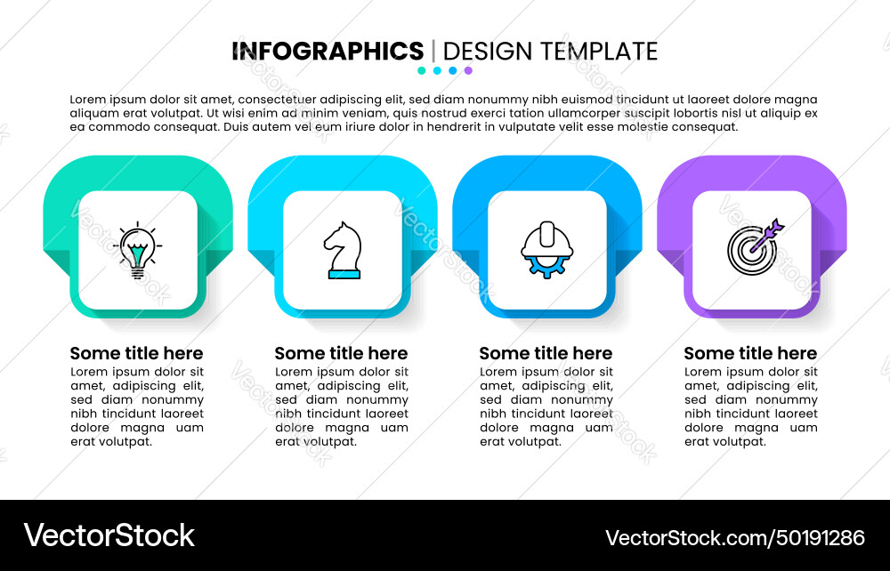 Infographic template 4 squares in a row with icons Vector Image