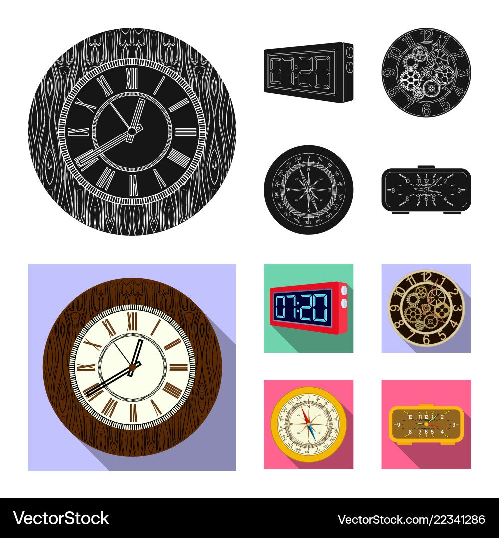 Isolated object of clock and time logo set Isolated object of clock and time logo set vector image