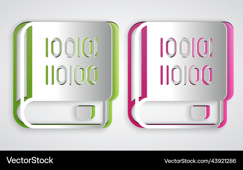 Paper cut books about programming icon isolated Paper cut books about programming icon isolated vector image