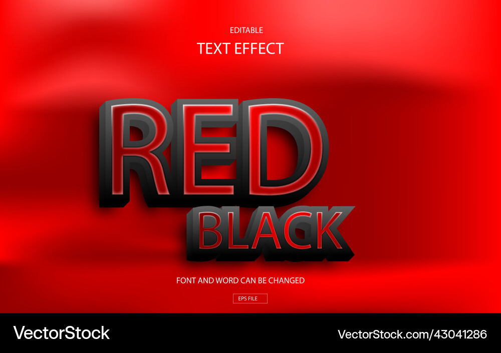 Red black text effect with fabric background vector image