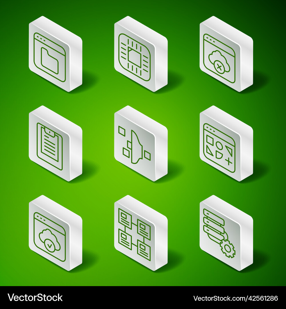 Set line server and gear hierarchy organogram Set line server and gear hierarchy organogram vector image