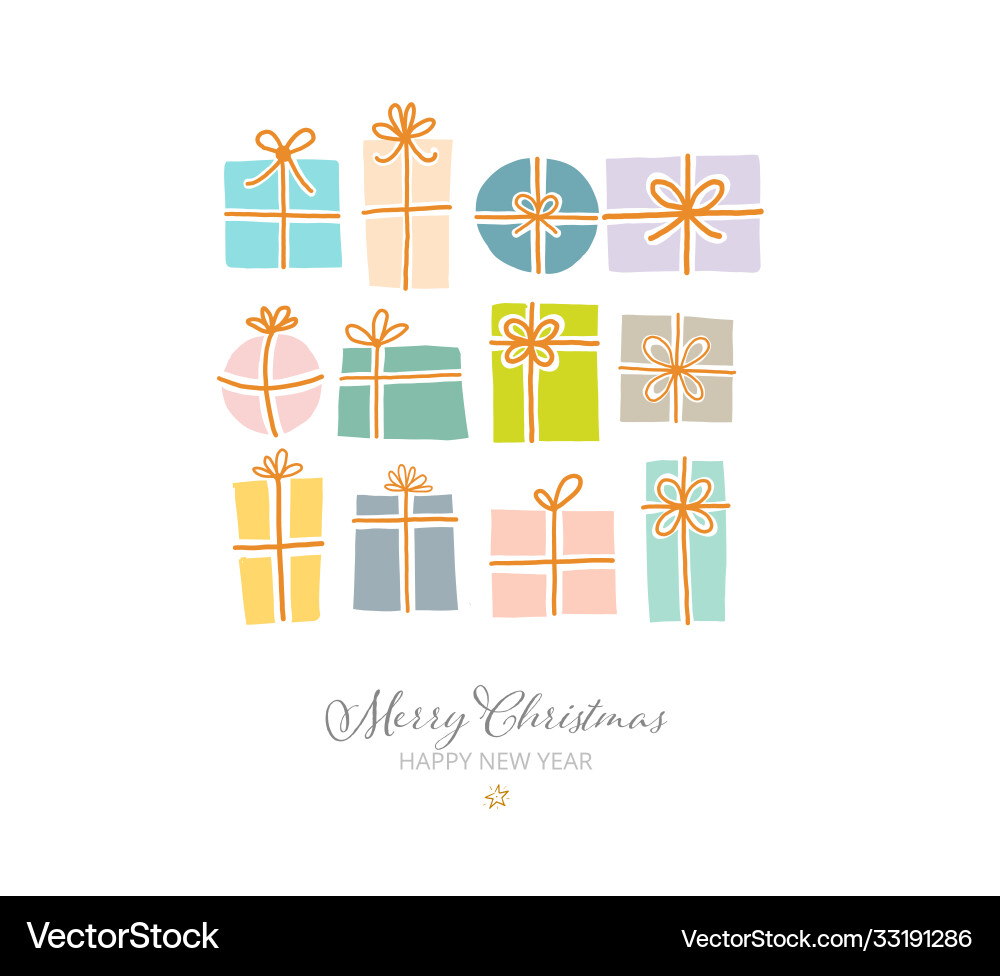 Weihnachtskarte mit Geschenkboxen auf weiß Weihnachtskarte mit Geschenkboxen auf weiß vektorbild