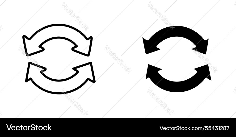 Arrows repeat icons set in filled and strokes Vector Image
