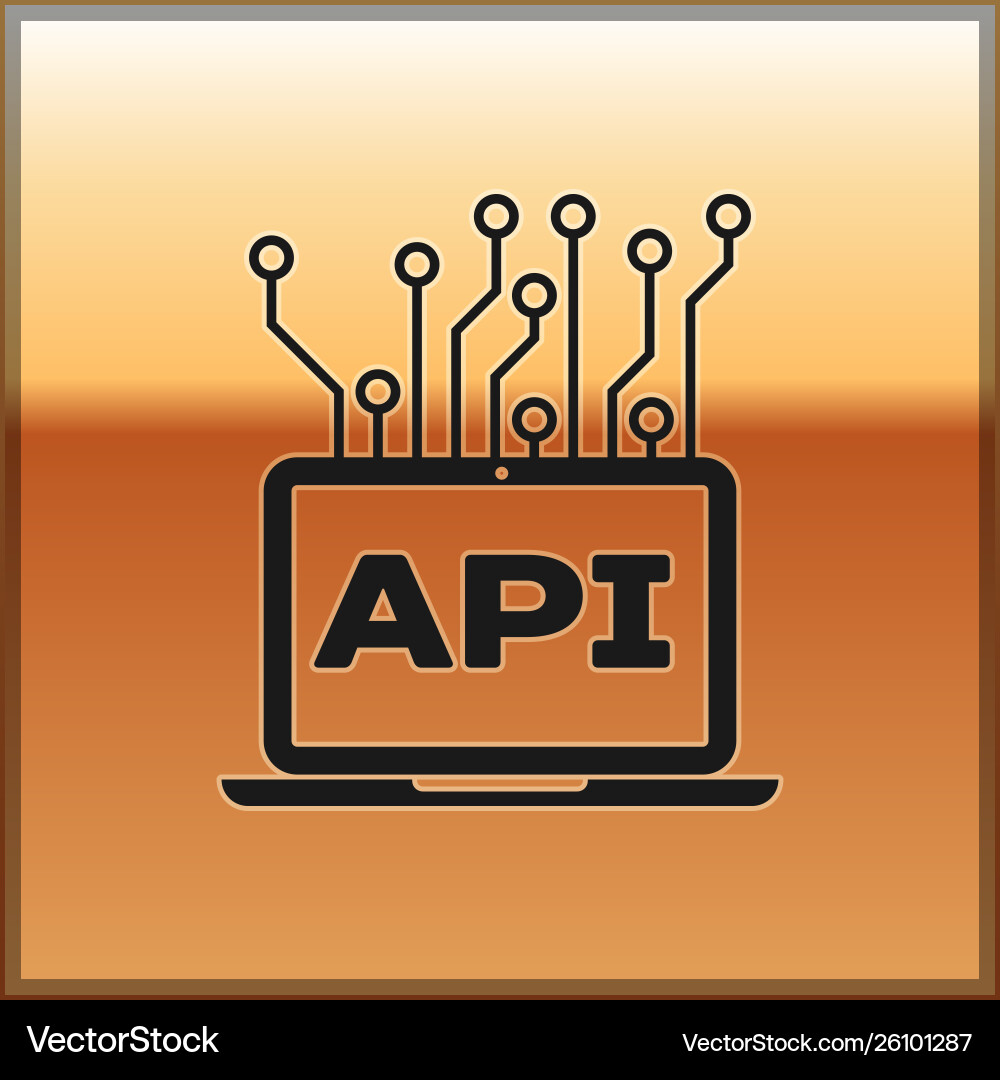 Black computer api interface icon isolated Black computer api interface icon isolated vector image