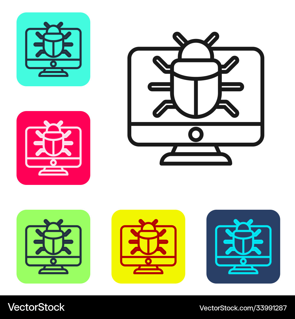 Black line system bug on monitor icon isolated Black line system bug on monitor icon isolated vector image