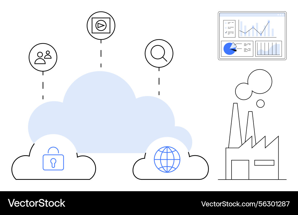 Cloud technology connecting users security Cloud technology connecting users security vector image