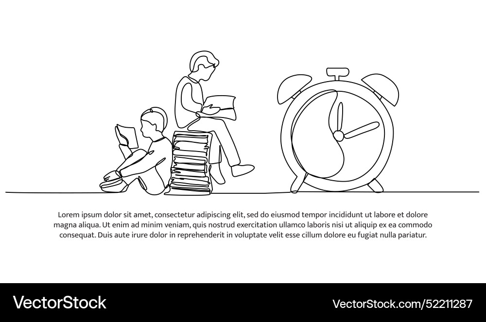 Continuous one line design of time discipline Continuous one line design of time discipline vector image