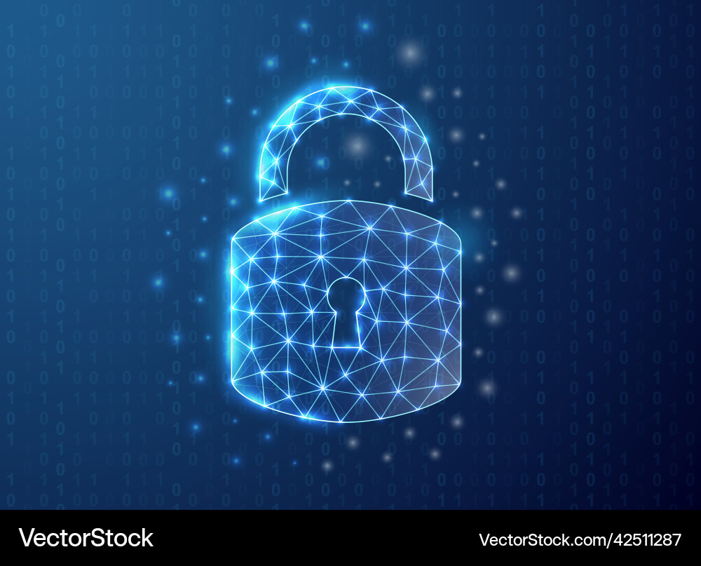 Cyber Security Lock with Binary Code vector image