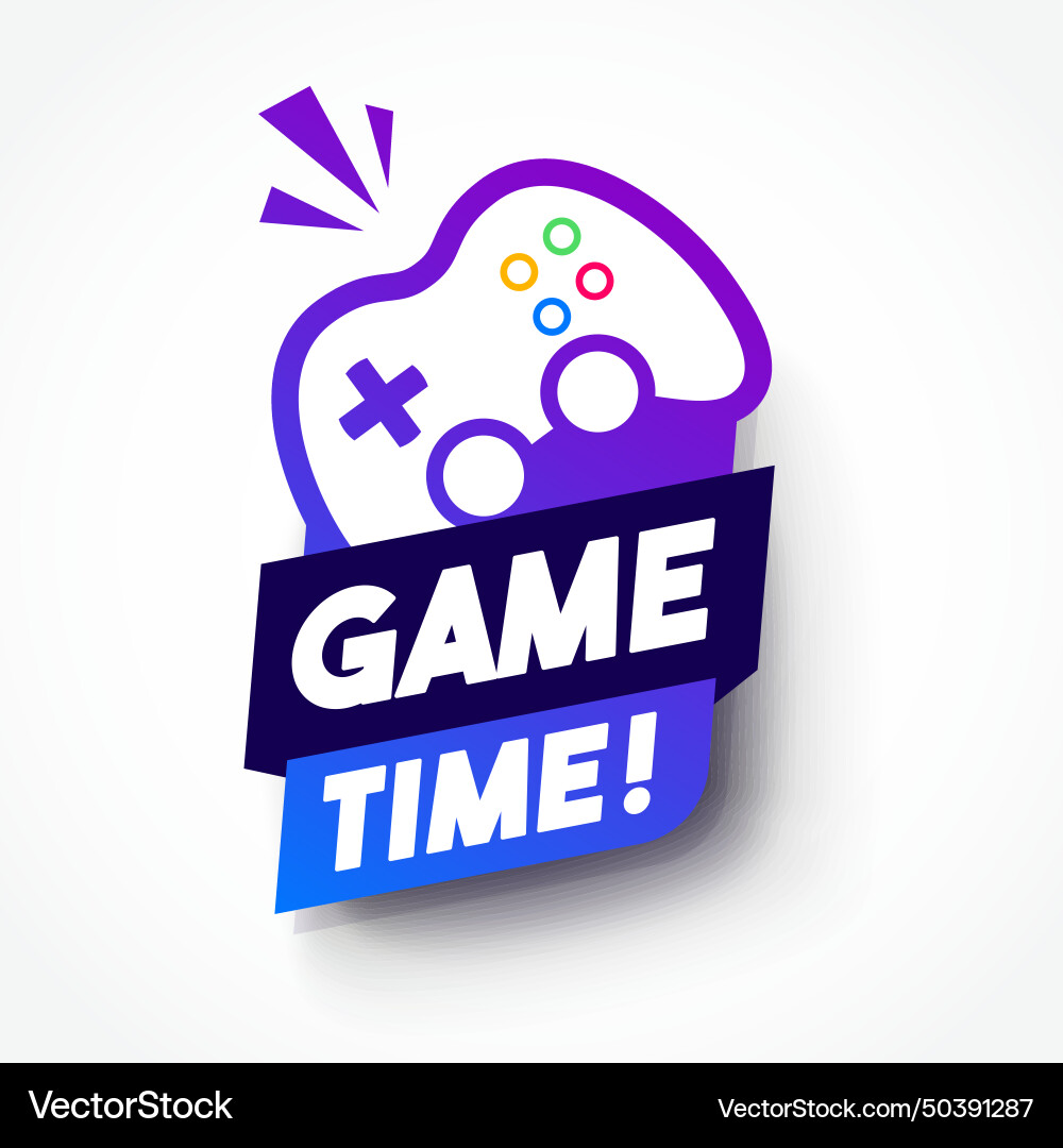 Dynamic game time label with joypad icon vector image
