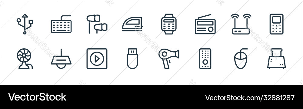 Electronics line icons linear set quality Electronics line icons linear set quality vector image