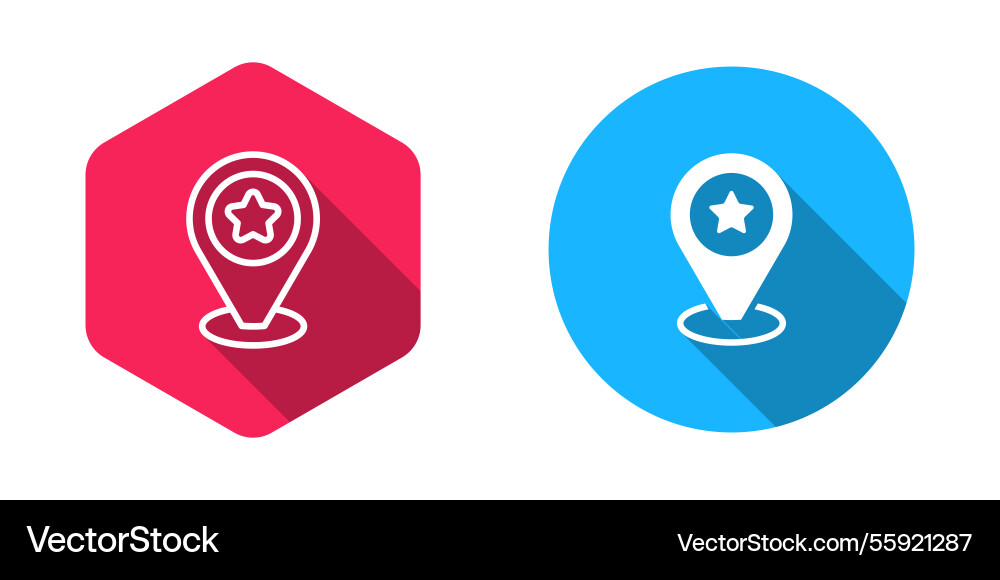 Filled and outline map pointer with star icon Filled and outline map pointer with star icon vector image