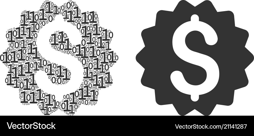 Financial reward seal mosaic of binary digits Financial reward seal mosaic of binary digits vector image